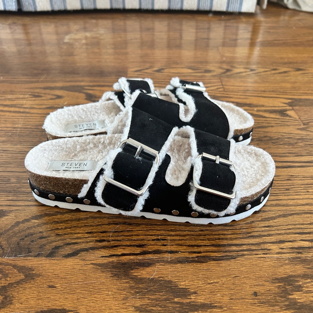 NEW Steven New York Sandals Bug Buckle Double Strap Womens Size 8.5 Platform 90s - Picture 2 of 9